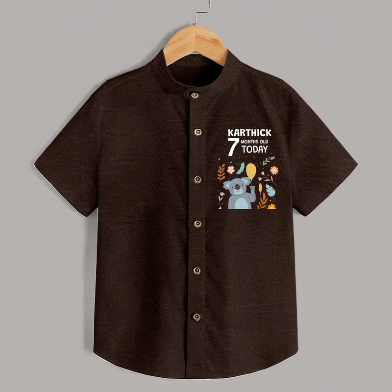 Cute Newborn Shirt for 7 Month | Custom Name & Style Options - CHOCOLATE BROWN - 0 - 6 Months Old (Chest 23")