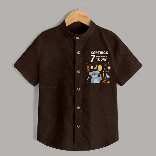 Cute Newborn Shirt for 7 Month | Custom Name & Style Options - CHOCOLATE BROWN - 0 - 6 Months Old (Chest 23")