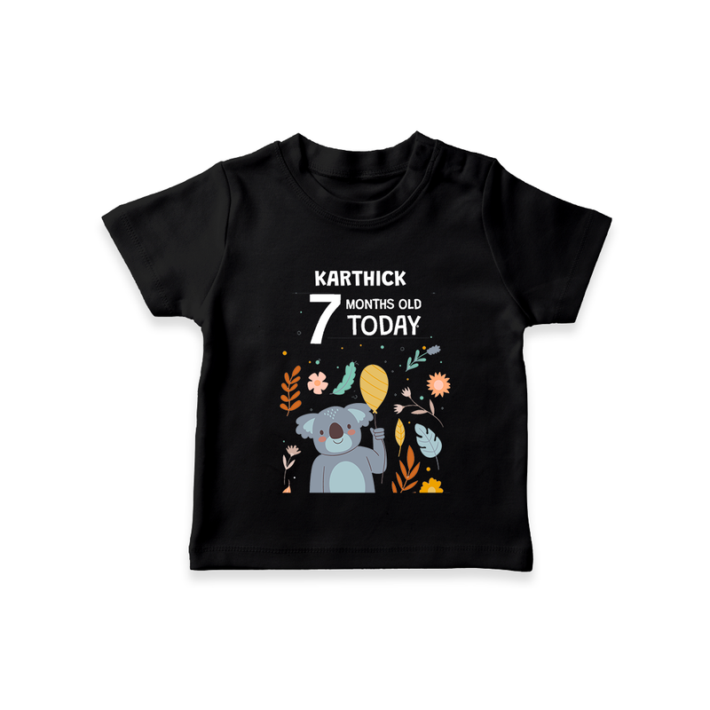 Celebrate The Magic Of Your Baby's Seventh Month With Our Elegant And Customized T-Shirt For Babies - BLACK - 0-5 Months Old (Chest 17")