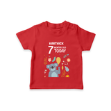 Celebrate The Magic Of Your Baby's Seventh Month With Our Elegant And Customized T-Shirt For Babies - RED - 0-5 Months Old (Chest 17")