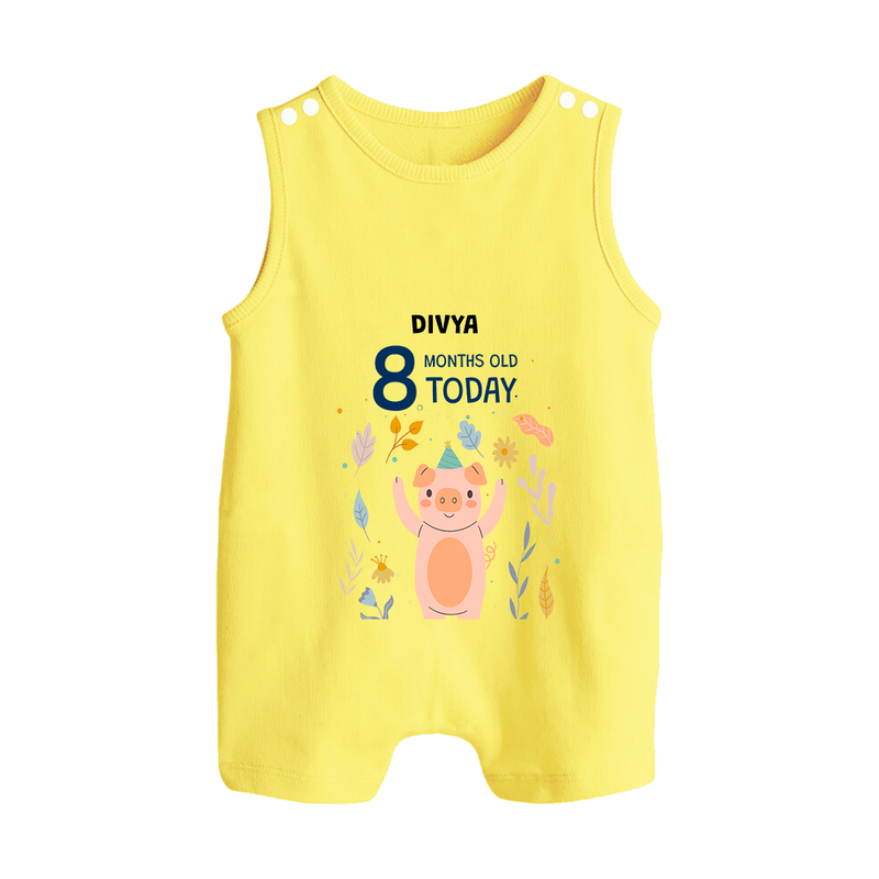 Celebrate The Magic Of Your Baby's Eighth Month With Our Elegant And Customized Romper Suit For Babies - PASTEL YELLOW - 0 - 5 Months Old (Chest 18")