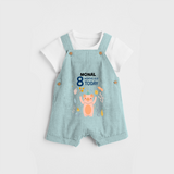 Commemorate your little one's 8th month with a custom Dungaree set, personalized with their name! - ARCTIC BLUE - 0 - 5 Months Old (Chest 17")