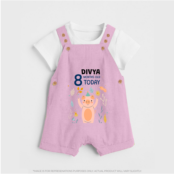 Cute Newborn Dungaree Set for 8 Month | Custom Name & Style Options - BABY PINK - 0 - 5 Months Old (Chest 18")