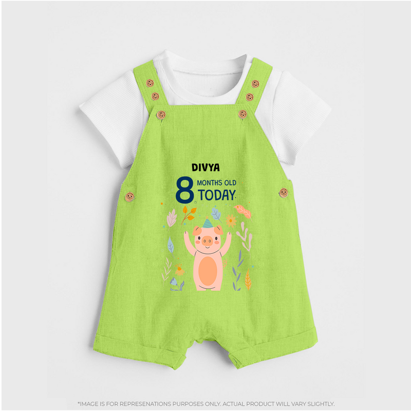 Celebrate The Magic Of Your Baby's Eighth Month With Our Elegant And Customized Dungaree Set For Babies - GREEN - 0 - 5 Months Old (Chest 18")