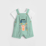 Commemorate your little one's 8th month with a custom Dungaree set, personalized with their name! - LIGHT GREEN - 0 - 5 Months Old (Chest 17")