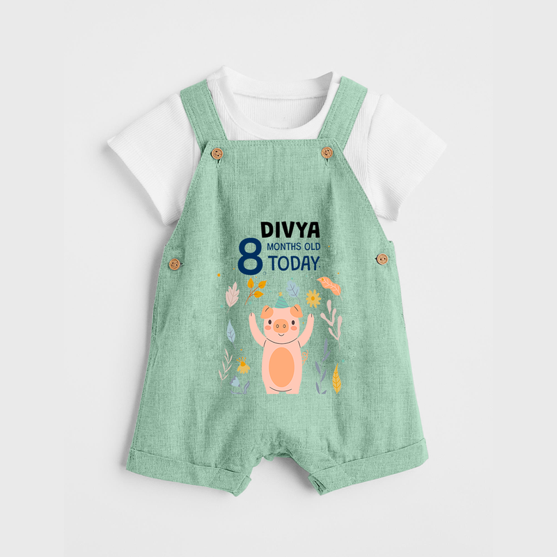 Cute Newborn Dungaree Set for 8 Month | Custom Name & Style Options - MINT GREEN - 0 - 5 Months Old (Chest 18")