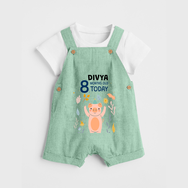 Cute Newborn Dungaree Set for 8 Month | Custom Name & Style Options - MINT GREEN - 0 - 5 Months Old (Chest 18")