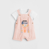 Commemorate your little one's 8th month with a custom Dungaree set, personalized with their name! - PEACH - 0 - 5 Months Old (Chest 17")