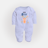 Celebrate The Magic Of Your Baby's Eighth Month With Our Elegant And Customized Sleep Suit For Babies - BABY BLUE - New Born (Chest 7.5")