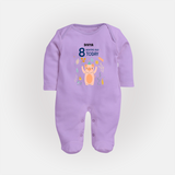 Celebrate The Magic Of Your Baby's Eighth Month With Our Elegant And Customized Sleep Suit For Babies - LILAC - New Born (Chest 7.5")