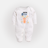 Cute Newborn Full Sleeve Bodysuit/ Sleep Suit/ Jumpsuit for 8 Month | Custom Name & Style Options - WHITE - New Born (Chest 7.5")