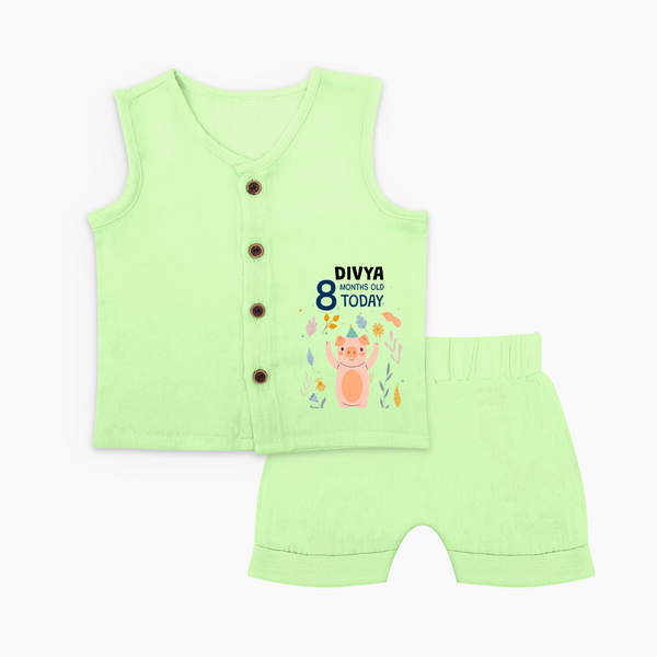 Cute Newborn Jabla Set for 8 Month | Custom Name & Style Options - PASTEL GREEN - 0 - 3 Months Old (Chest 9.8")