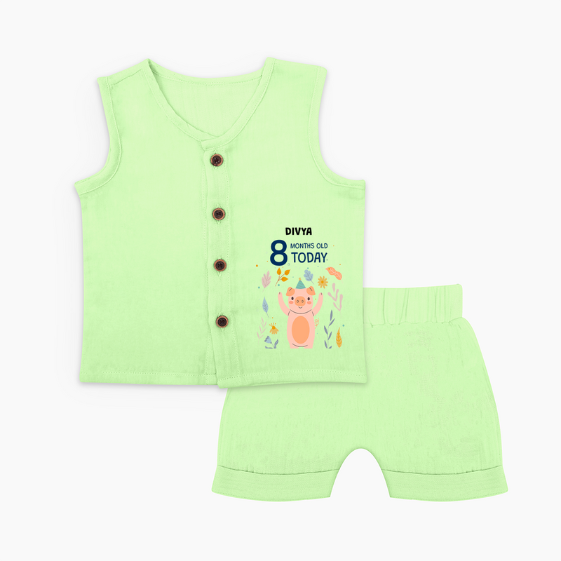 Celebrate The Magic Of Your Baby's Eighth Month With Our Elegant And Customized Jabla Set For Babies - PASTEL GREEN - 0 - 3 Months Old (Chest 9.8")