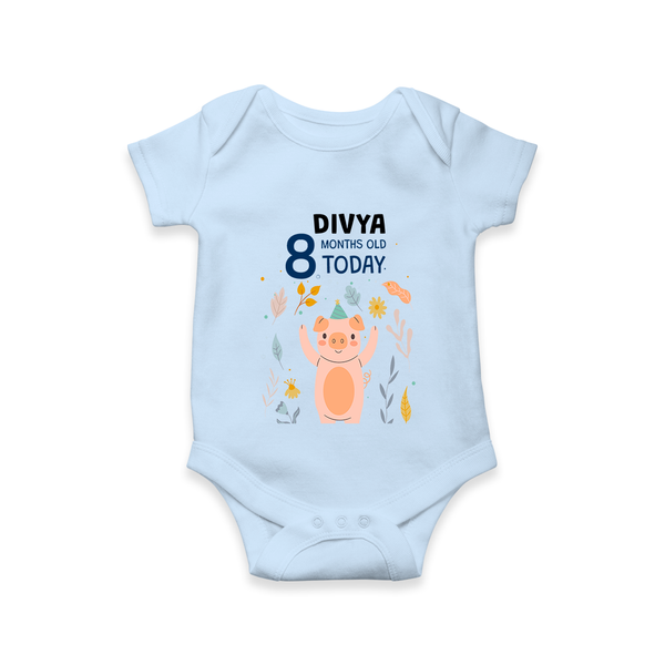 Cute Newborn Romper/Onesie for 8 Month | Custom Name & Style Options - BABY BLUE - New Born (Chest 14")