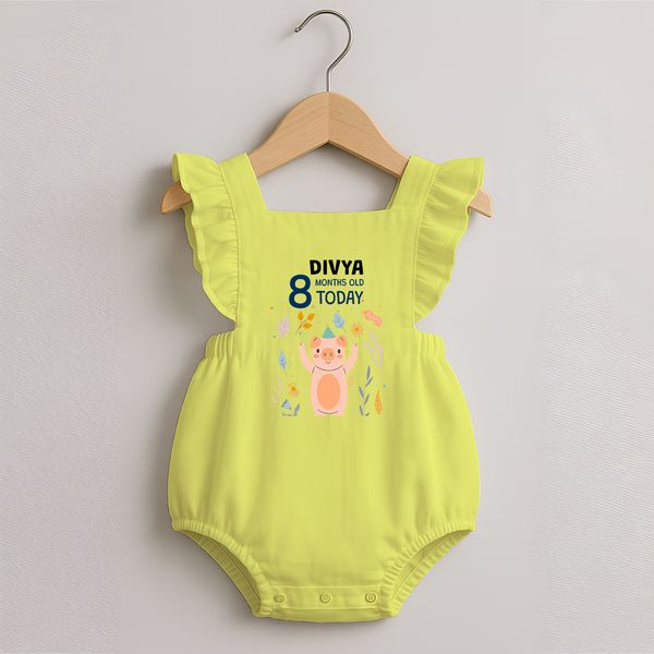 Cute Newborn Romper Frock for 8 Month | Custom Name & Style Options - PASTEL YELLOW - 0 - 3 Months Old (Chest 19")