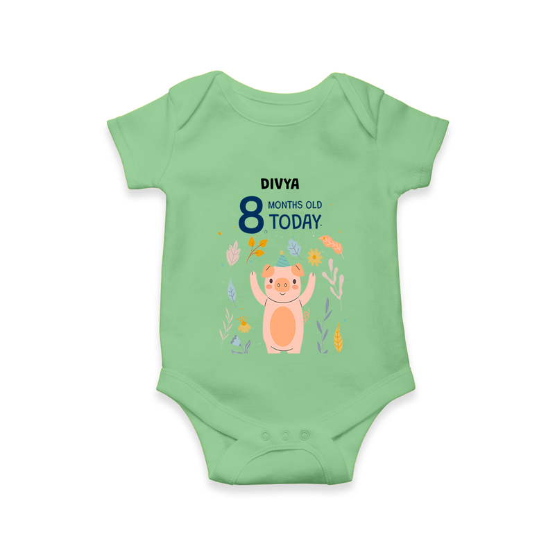 Celebrate The Magic Of Your Baby's Eighth Month With Our Elegant And Customized Romper For Babies - GREEN - 0 - 3 Months Old (Chest 16")