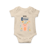 Celebrate The Magic Of Your Baby's Eighth Month With Our Elegant And Customized Romper For Babies - IVORY - 0 - 3 Months Old (Chest 16")