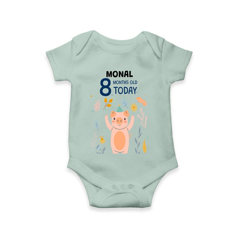 Commemorate your little one's 8th month with a custom romper/onesie, personalized with their name! - MINT GREEN - 0 - 3 Months Old (Chest 16")