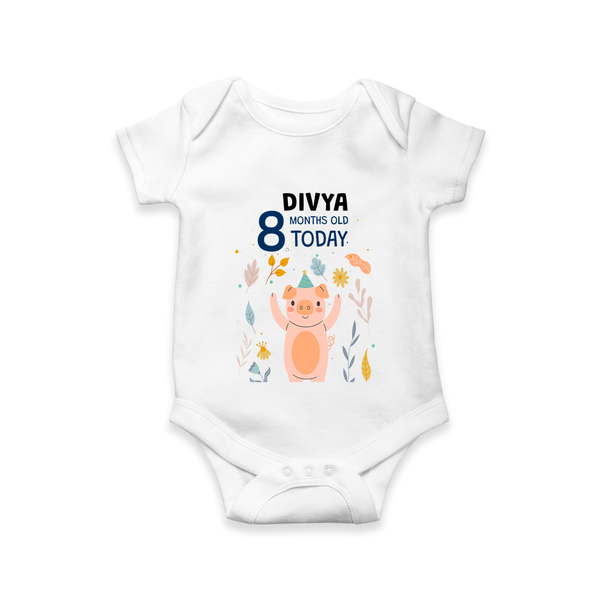 Cute Newborn Romper/Onesie for 8 Month | Custom Name & Style Options - WHITE - New Born (Chest 14")