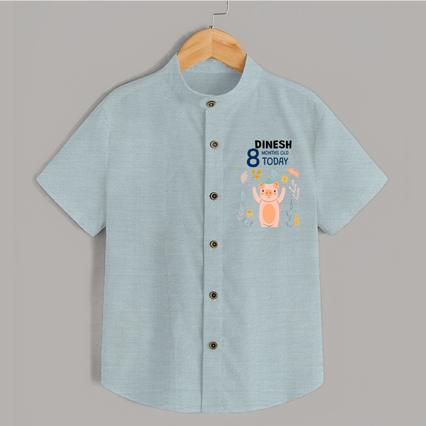 Cute Newborn Shirt for 8 Month | Custom Name & Style Options - ARCTIC BLUE - 0 - 6 Months Old (Chest 23")