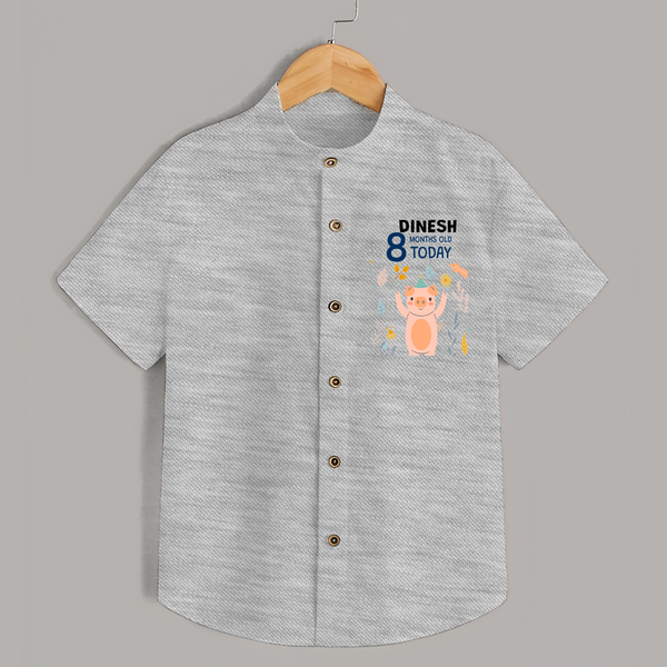 Cute Newborn Shirt for 8 Month | Custom Name & Style Options - GREY - 0 - 6 Months Old (Chest 23")