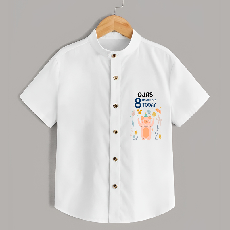 Commemorate your little one's 8th month with a custom Shirt, personalized with their name! - WHITE - 0 - 6 Months Old (Chest 21")