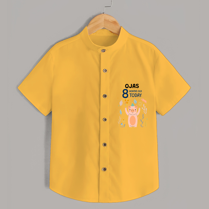 Commemorate your little one's 8th month with a custom Shirt, personalized with their name! - YELLOW - 0 - 6 Months Old (Chest 21")