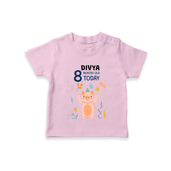 Cute Newborn T-Shirt for 8 Month | Custom Name & Style Options - BABY PINK - 0-5 Months Old (Chest 17")