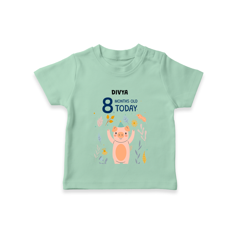 Celebrate The Magic Of Your Baby's Eighth Month With Our Elegant And Customized T-Shirt For Babies - MINT GREEN - 0-5 Months Old (Chest 17")