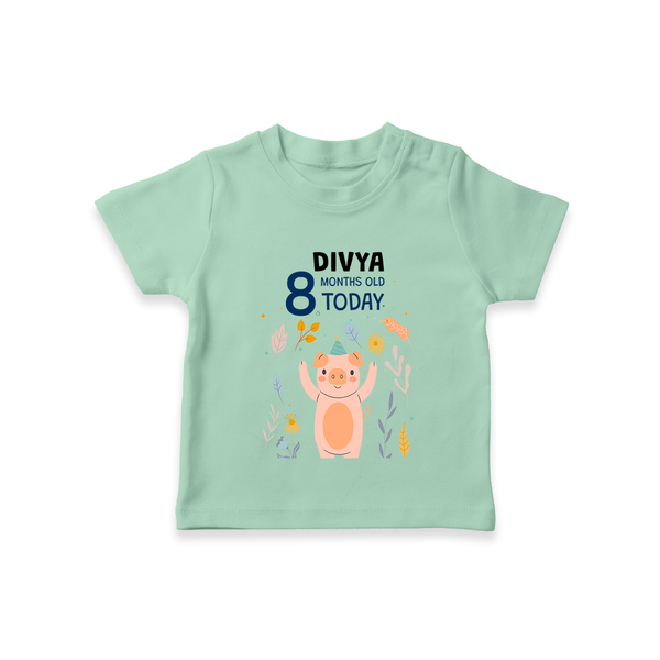 Cute Newborn T-Shirt for 8 Month | Custom Name & Style Options - MINT GREEN - 0-5 Months Old (Chest 17")