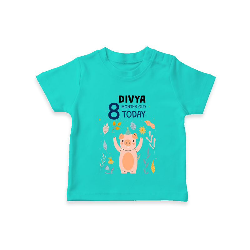 Cute Newborn T-Shirt for 8 Month | Custom Name & Style Options - TEAL - 0-5 Months Old (Chest 17")