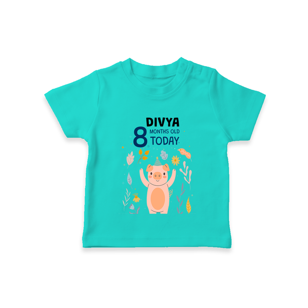 Cute Newborn T-Shirt for 8 Month | Custom Name & Style Options - TEAL - 0-5 Months Old (Chest 17")
