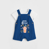 Commemorate your little one's 8th month with a custom Dungaree set, personalized with their name! - COBALT BLUE - 0 - 5 Months Old (Chest 17")