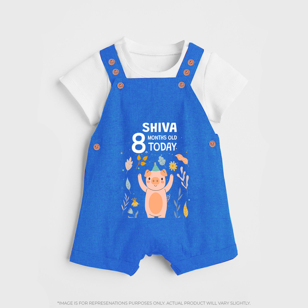 Cute Newborn Dungaree Set for 8 Month | Custom Name & Style Options - COBALT BLUE - 0 - 5 Months Old (Chest 18")