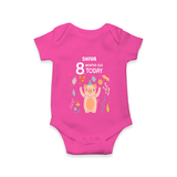 Celebrate The Magic Of Your Baby's Eighth Month With Our Elegant And Customized Romper For Babies - HOT PINK - 0 - 3 Months Old (Chest 16")