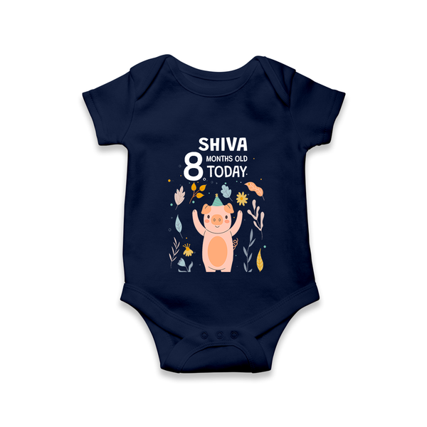 Cute Newborn Romper/Onesie for 8 Month | Custom Name & Style Options - NAVY BLUE - New Born (Chest 14")