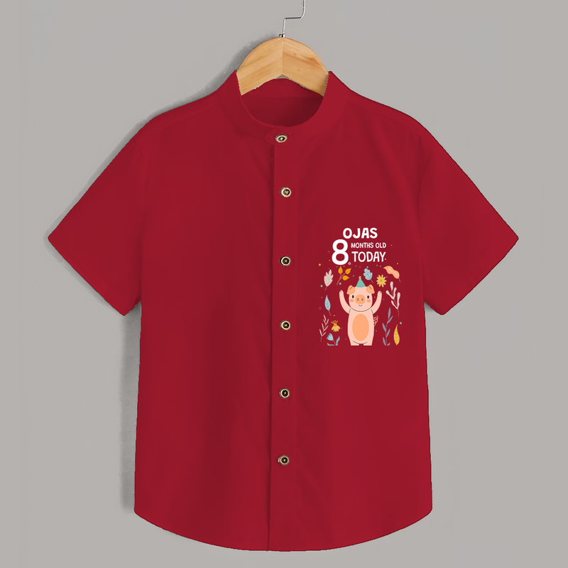 Commemorate your little one's 8th month with a custom Shirt, personalized with their name! - RED - 0 - 6 Months Old (Chest 21")