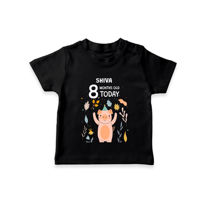 Celebrate The Magic Of Your Baby's Eighth Month With Our Elegant And Customized T-Shirt For Babies - BLACK - 0-5 Months Old (Chest 17")