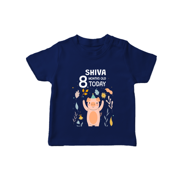 Cute Newborn T-Shirt for 8 Month | Custom Name & Style Options - NAVY BLUE - 0-5 Months Old (Chest 17")