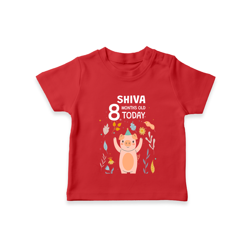 Cute Newborn T-Shirt for 8 Month | Custom Name & Style Options - RED - 0-5 Months Old (Chest 17")