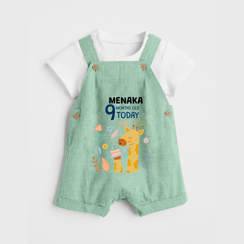 Cute Newborn Dungaree Set for 9 Month | Custom Name & Style Options - MINT GREEN - 0 - 5 Months Old (Chest 18")