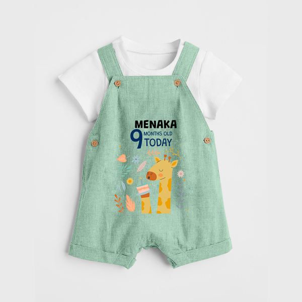 Cute Newborn Dungaree Set for 9 Month | Custom Name & Style Options - MINT GREEN - 0 - 5 Months Old (Chest 18")