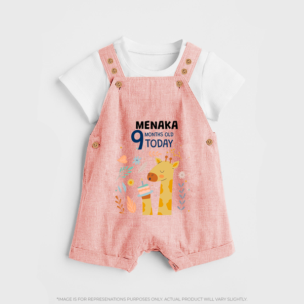 Cute Newborn Dungaree Set for 9 Month | Custom Name & Style Options - PEACH - 0 - 5 Months Old (Chest 18")