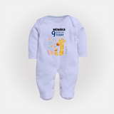 Cute Newborn Full Sleeve Bodysuit/ Sleep Suit/ Jumpsuit for 9 Month | Custom Name & Style Options - BABY BLUE - New Born (Chest 7.5")
