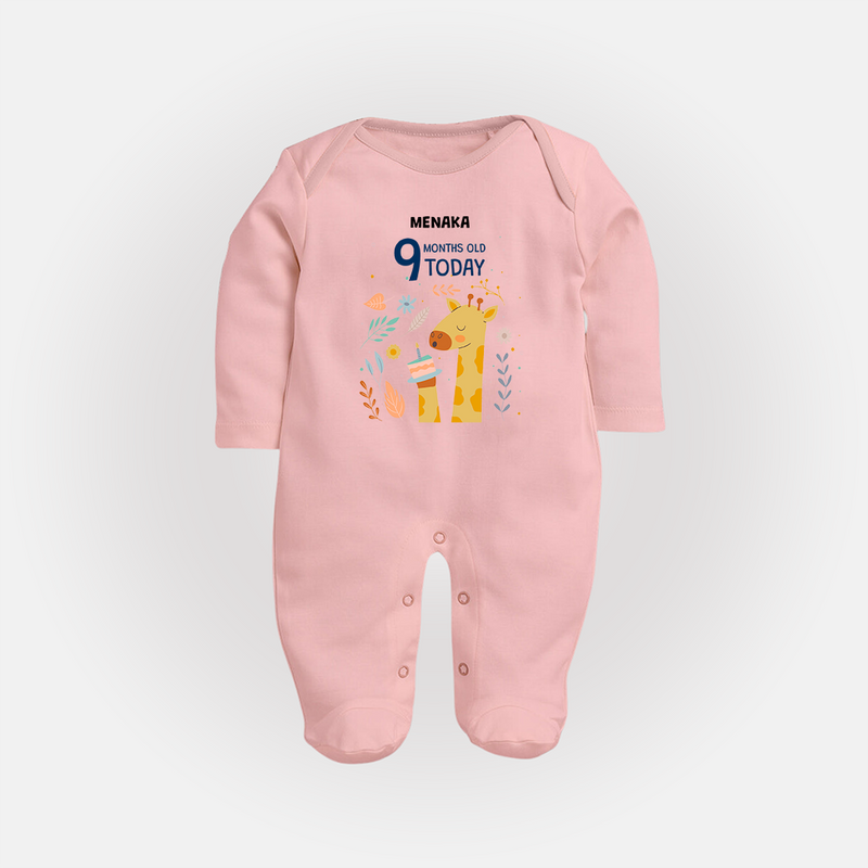 Celebrate The Magic Of Your Baby's Ninth Month With Our Elegant And Customized Sleep Suit For Babies - BABY PINK - New Born (Chest 7.5")