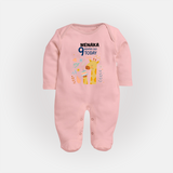 Cute Newborn Full Sleeve Bodysuit/ Sleep Suit/ Jumpsuit for 9 Month | Custom Name & Style Options - BABY PINK - New Born (Chest 7.5")