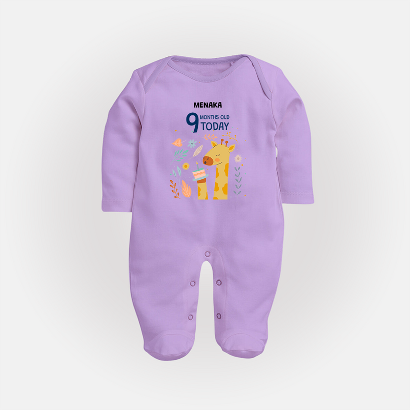 Celebrate The Magic Of Your Baby's Ninth Month With Our Elegant And Customized Sleep Suit For Babies - LILAC - New Born (Chest 7.5")