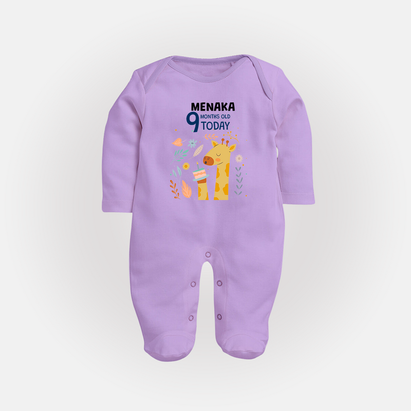 Cute Newborn Full Sleeve Bodysuit/ Sleep Suit/ Jumpsuit for 9 Month | Custom Name & Style Options - LILAC - New Born (Chest 7.5")