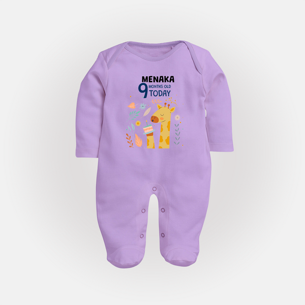 Cute Newborn Full Sleeve Bodysuit/ Sleep Suit/ Jumpsuit for 9 Month | Custom Name & Style Options - LILAC - New Born (Chest 7.5")