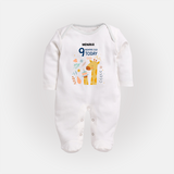 Celebrate The Magic Of Your Baby's Ninth Month With Our Elegant And Customized Sleep Suit For Babies - WHITE - New Born (Chest 7.5")